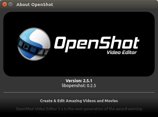 OpenShot 2.5.1 About Screen